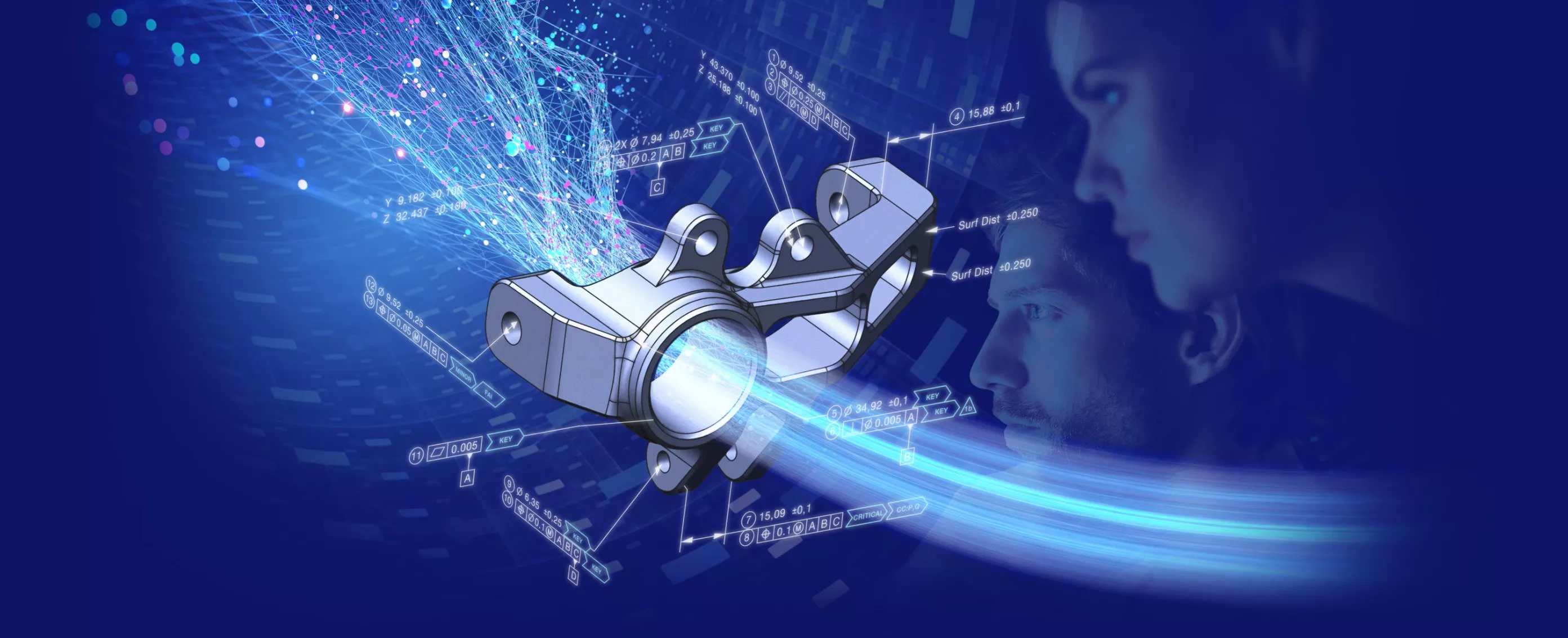 The core of a model-based definition solution is a digitally annotated 3D CAD model that contains 3D geometry, PMI, etc.